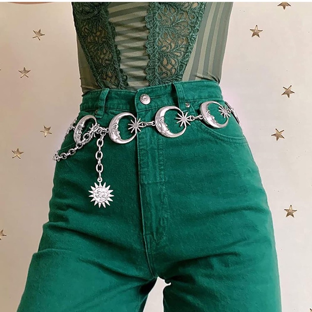 Metal Waist Silver Moon Belt
